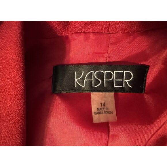 Kasper Separates Suit Jacket Blazer 14 Red Open Front 3/4 Long Sleeve NEW - Picture 7 of 11